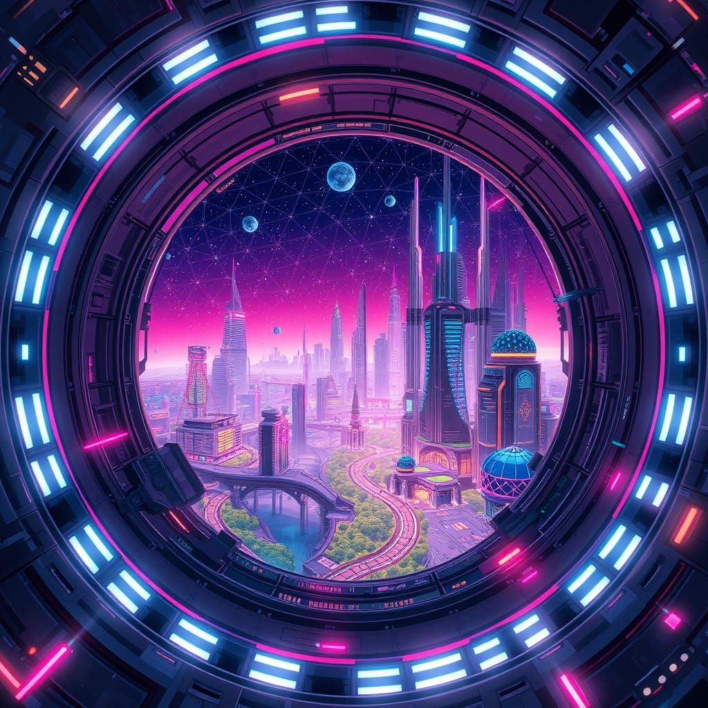 Sleek Futuristic City Unfolds Within O'Neill Cylinder in Spa...