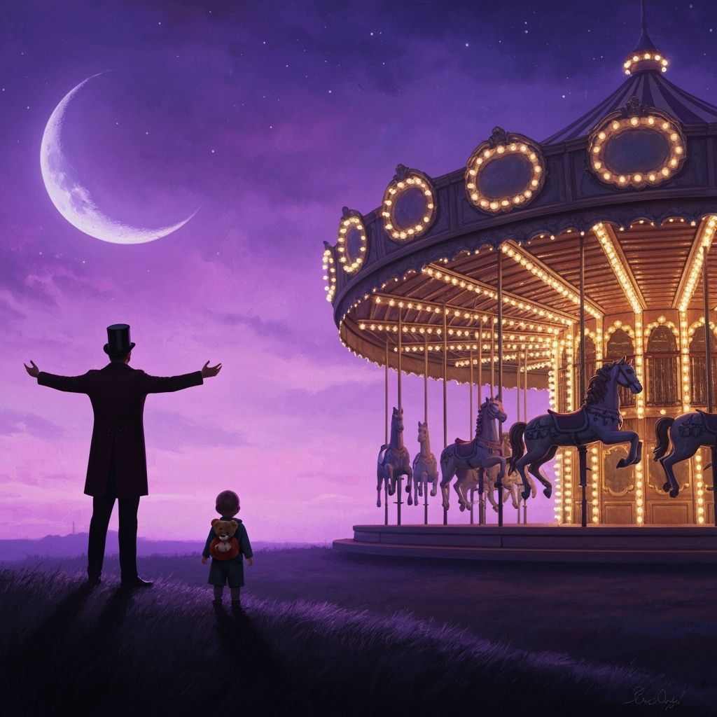 Magical Carousel Scene in Impasto Oil Painting Style