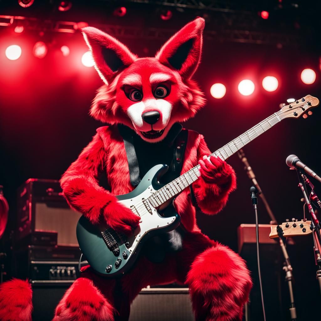 Fursuit Singer Shreds Guitar at Concert