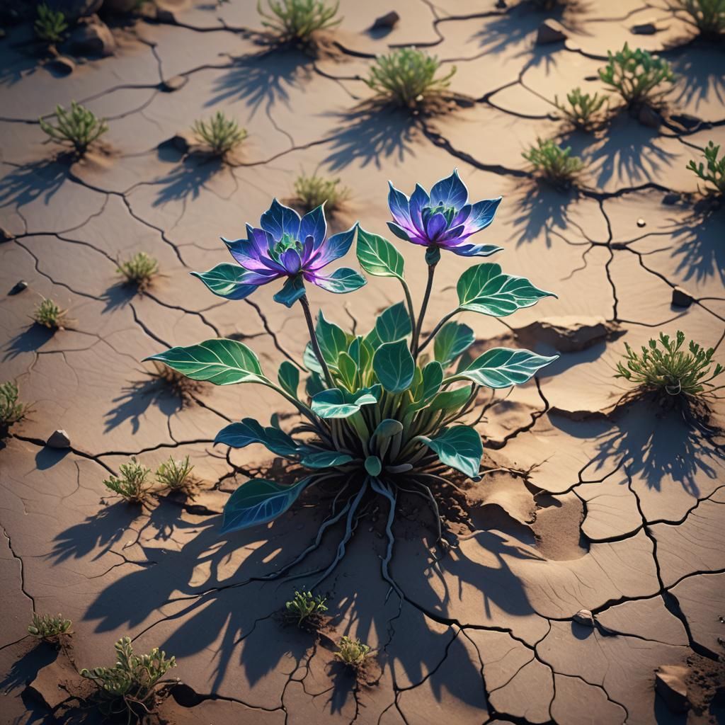 Glowing Plant on Barren Land: Concept Art