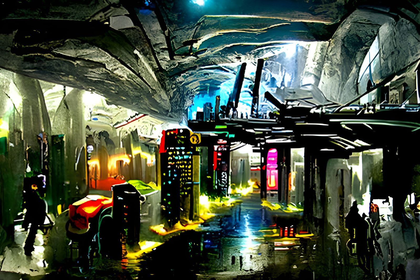 Futuristic Underground Metropolis in Cyberpunk Style