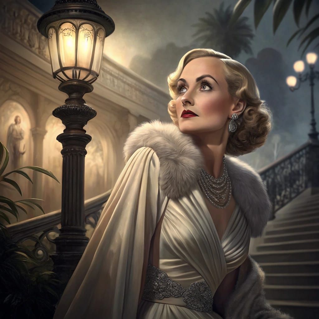 Vintage Hollywood Portrait in Dramatic Lighting