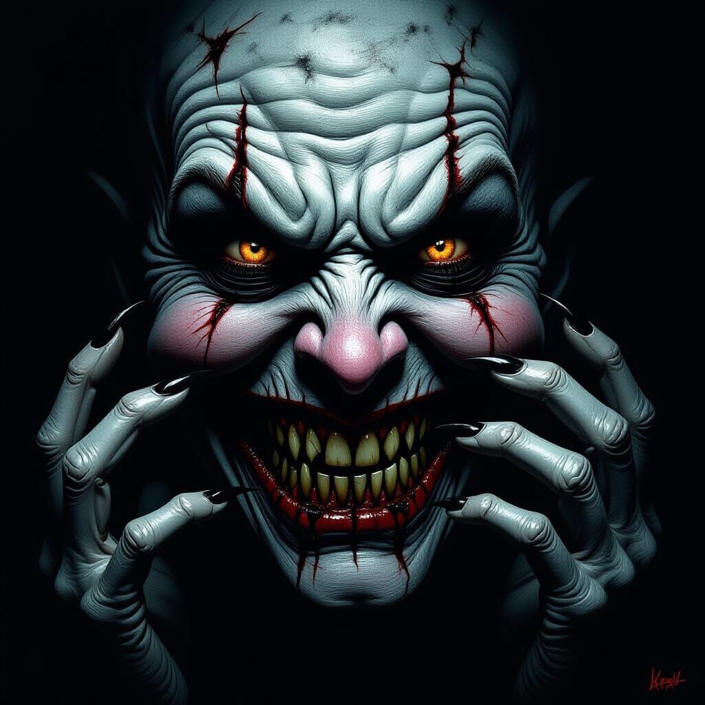 Nightmarish Face Peers from Darkness in Horror Style