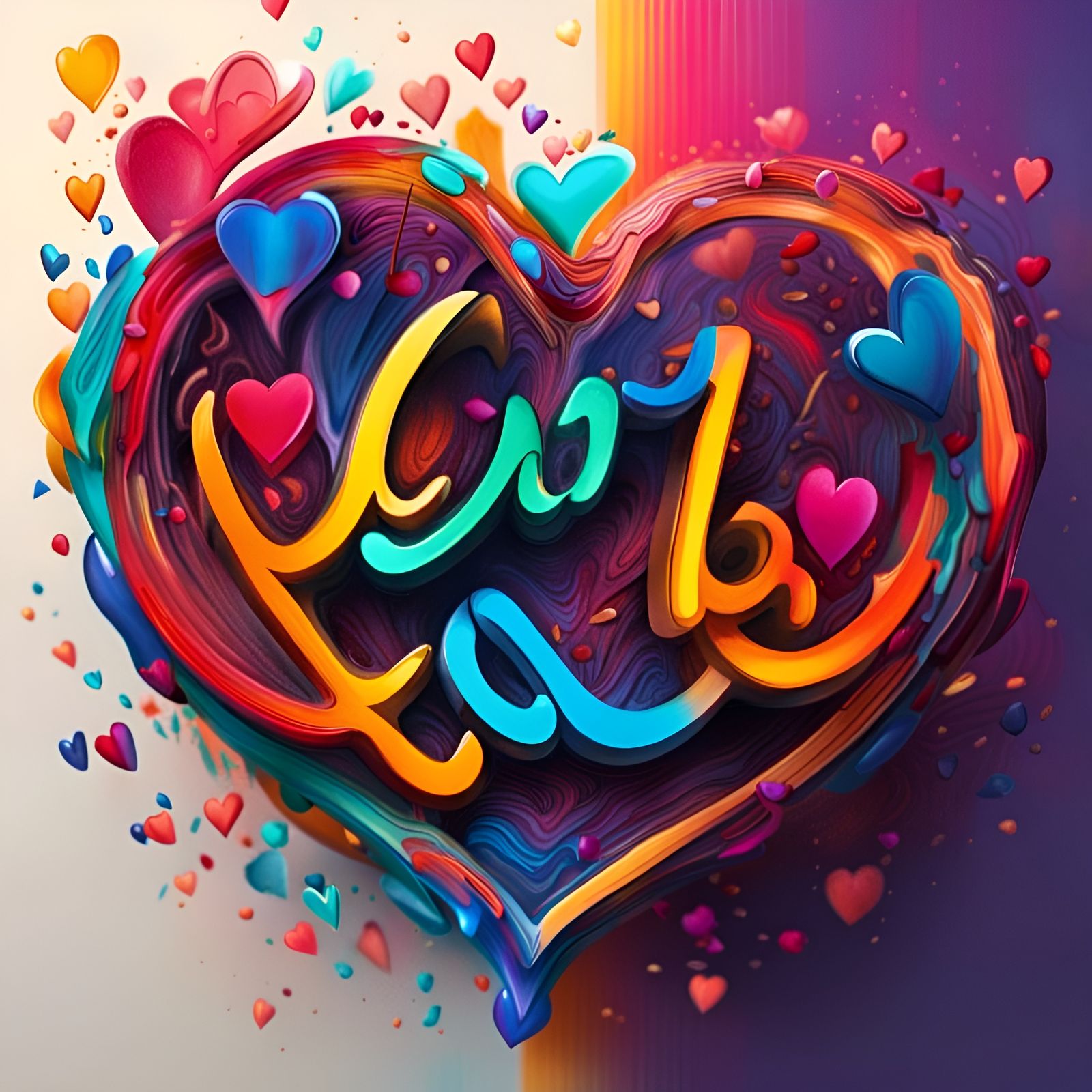 Farsi Love Message in Hyperrealistic Splash Art