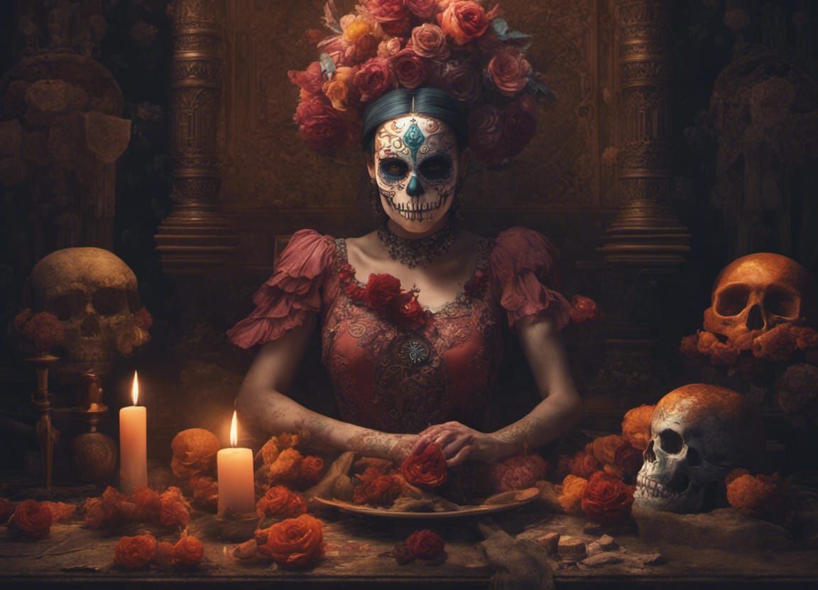Vibrant Día de los Muertos Fantasy Art