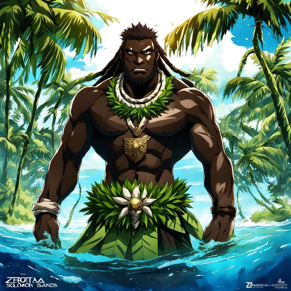 Solomon Islands Personified in Anime Style