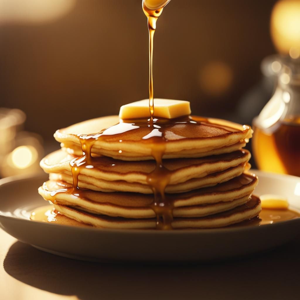 Golden Hour Pancakes in Warm Cinematic Light