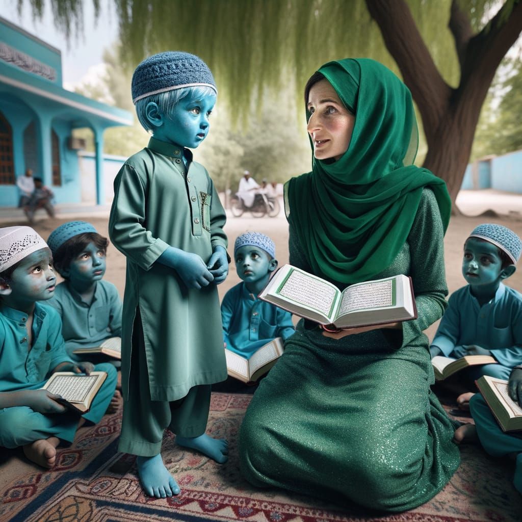 Maulvi Teaching Quran to Children Outside Mosque