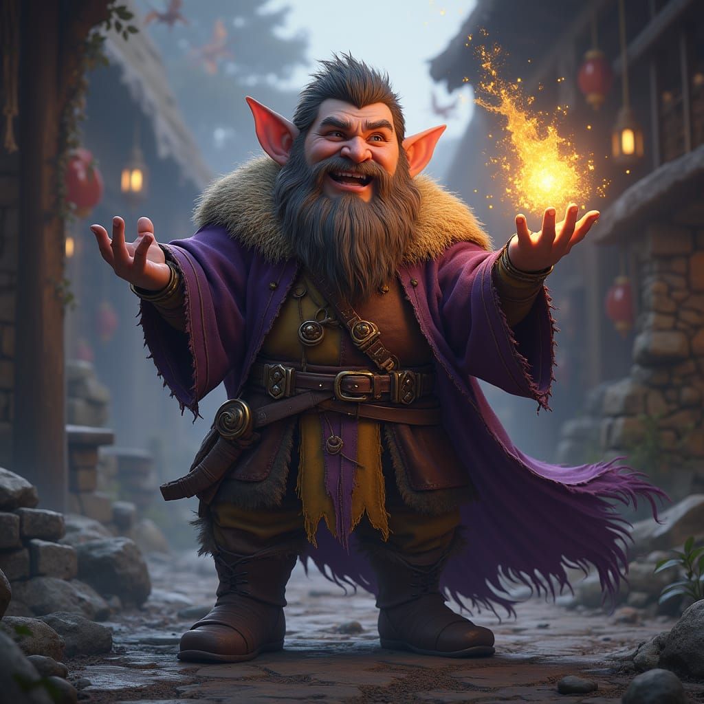 Young Dwarven Sorcerer Trainee in Dark Fantasy Concept Art