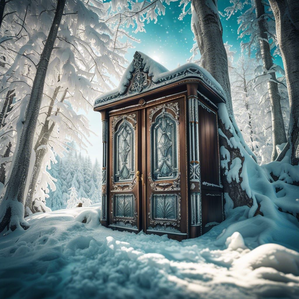 Narnia Winter World Through Victorian Wardrobe Door