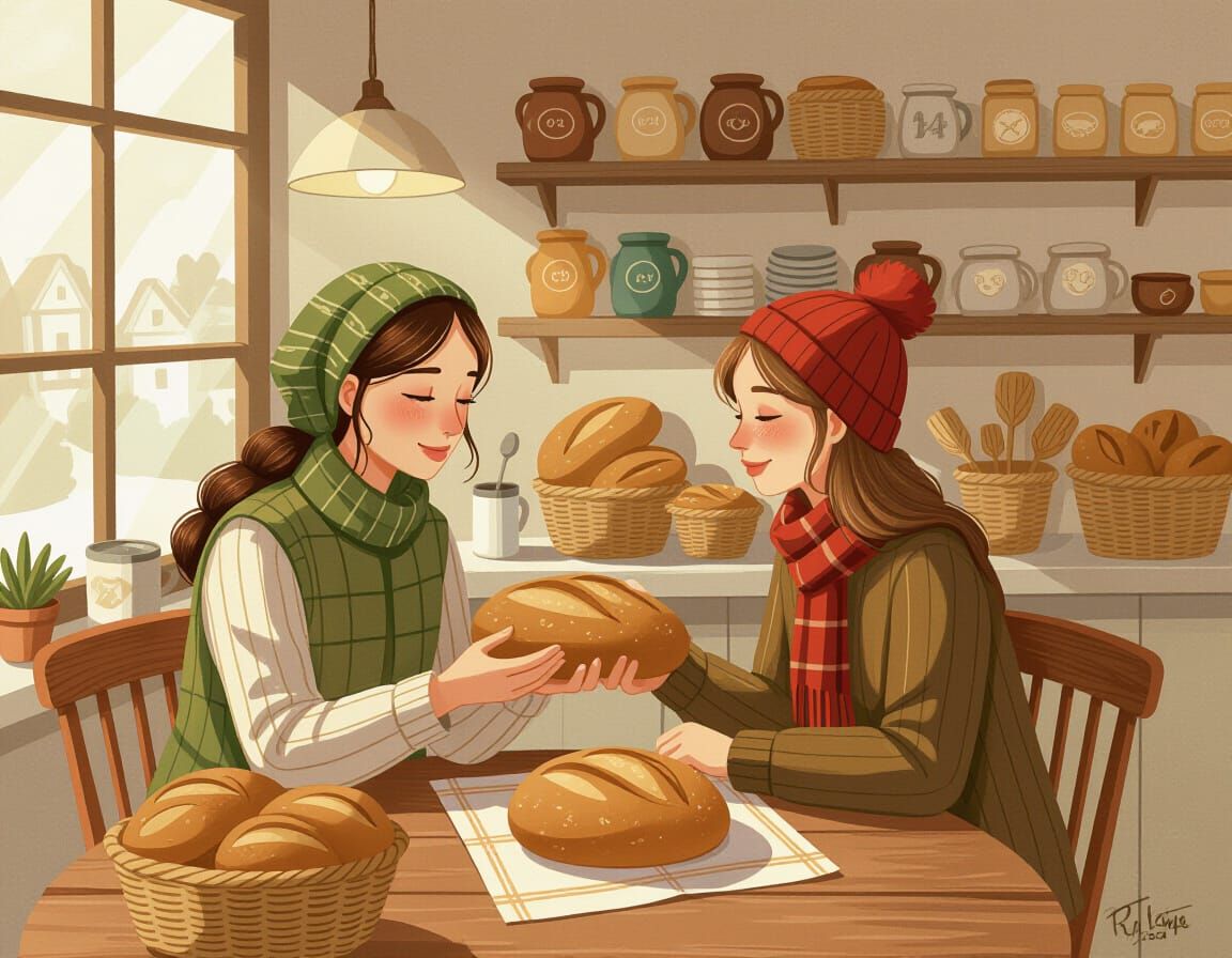 Charming Bakery: A Digital Painting of Friendship