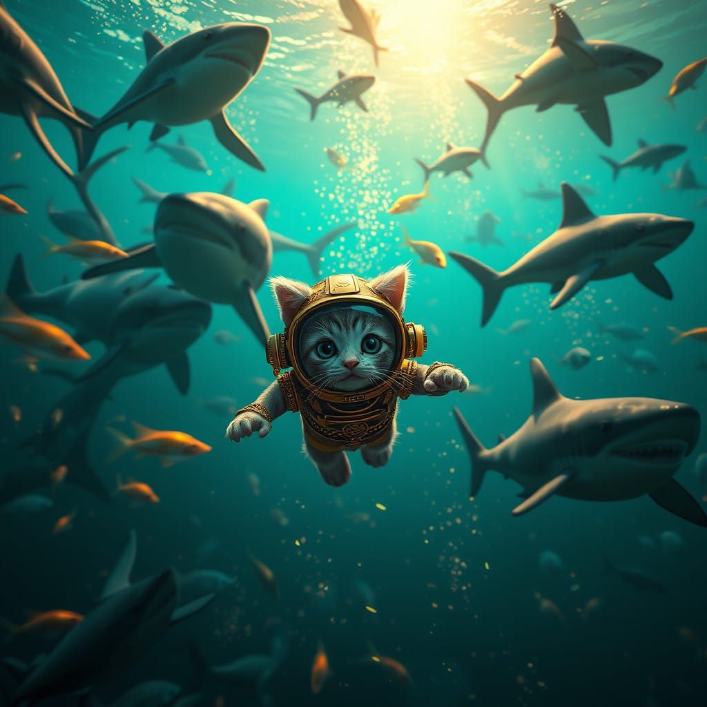 Majestic Kitten Dives with Killer Whales and Sharks in Vibra...