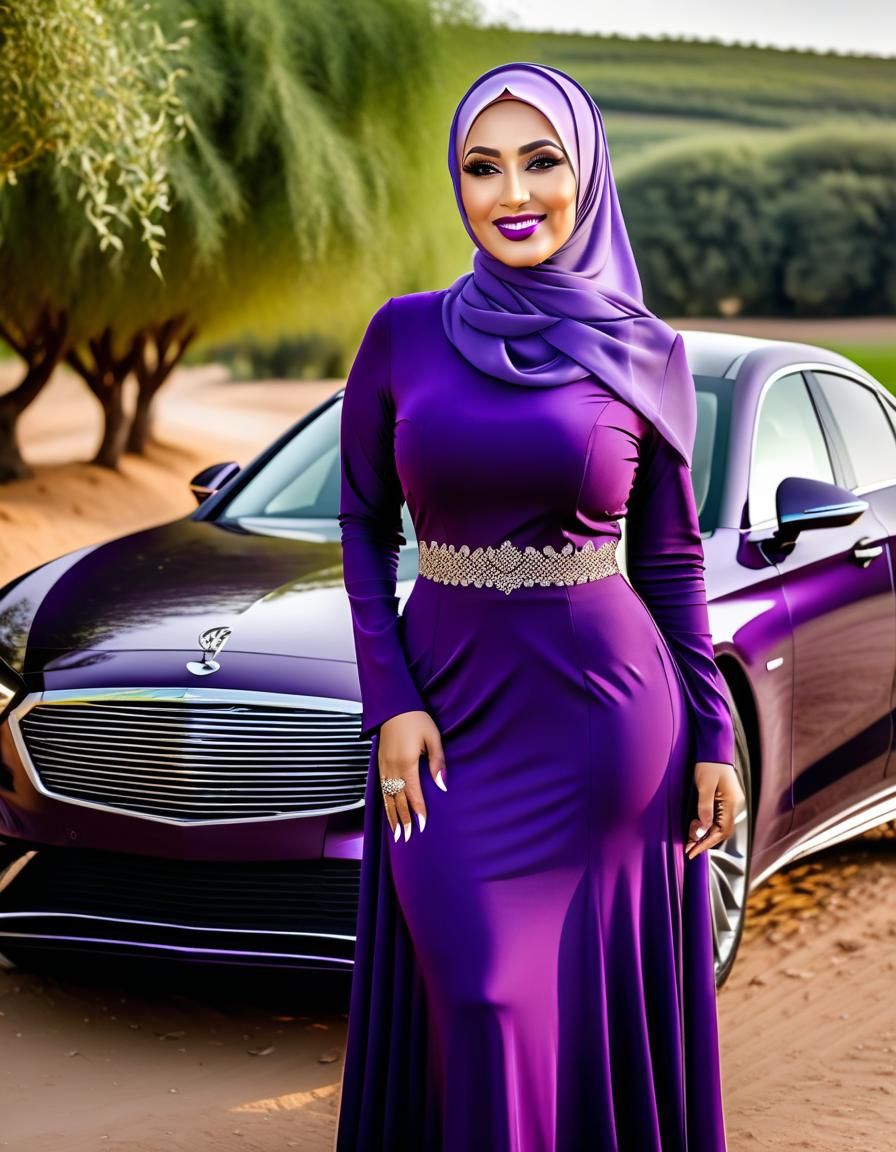 Realistic Portrait of a Middle Eastern Woman in Purple