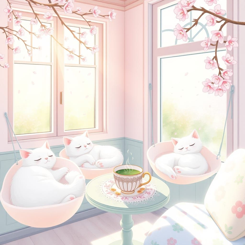 Whimsical Cat Café in Pastel Paradise