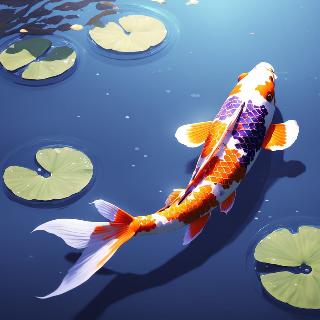 Surreal Koi Fish in Ukiyo-E Style Digital Art