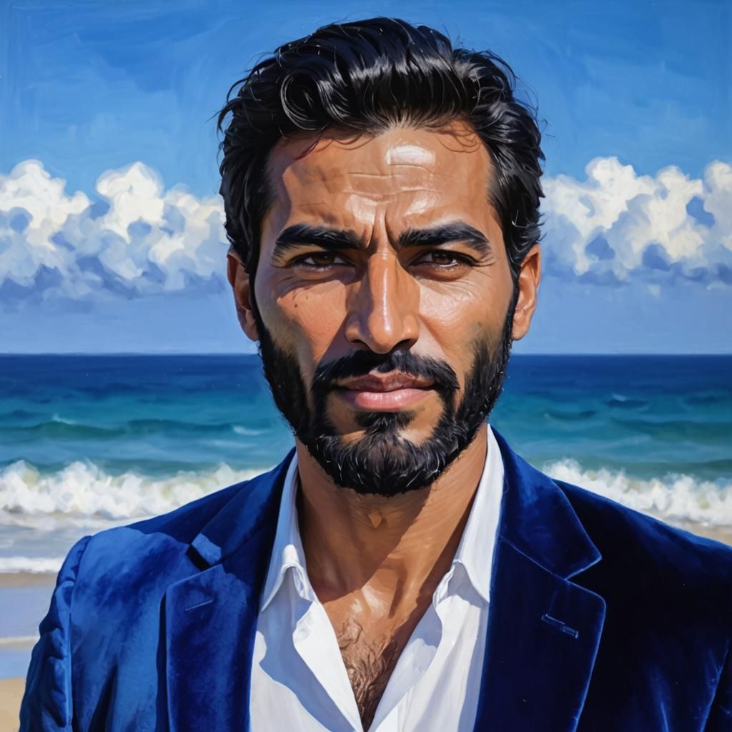 Expressionist Painting of Handsome Man in Velvet Suit