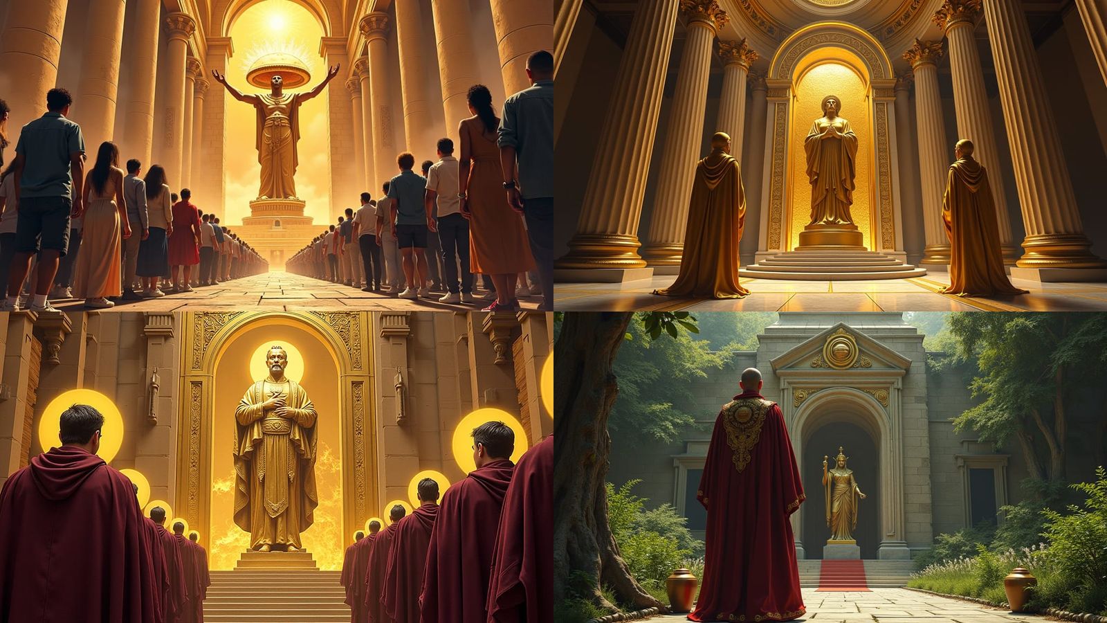 Golden Statue at Temple Entrance