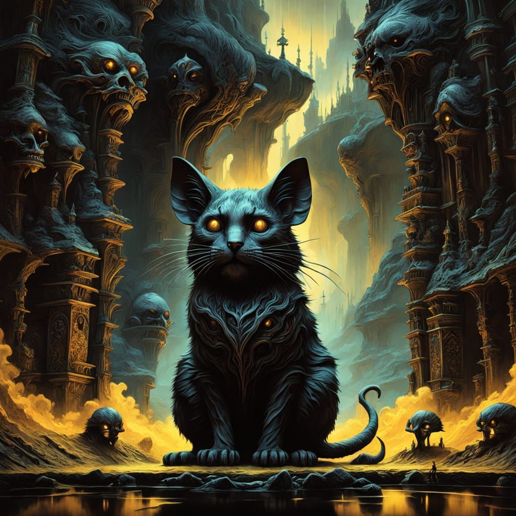 Dark Fantasy Mouse Amidst Mystic Runes and Shadows