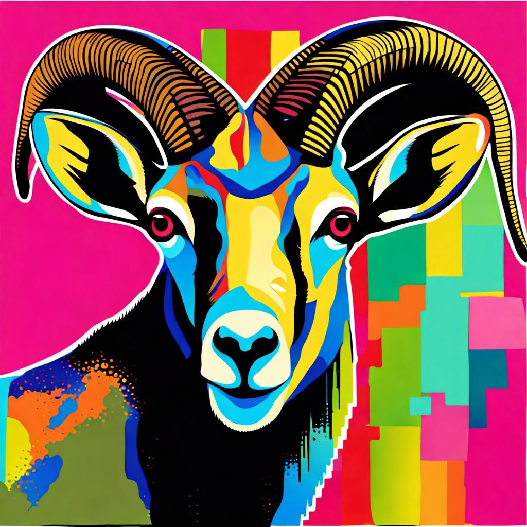 Vibrant Pop Art Ibex Illustration