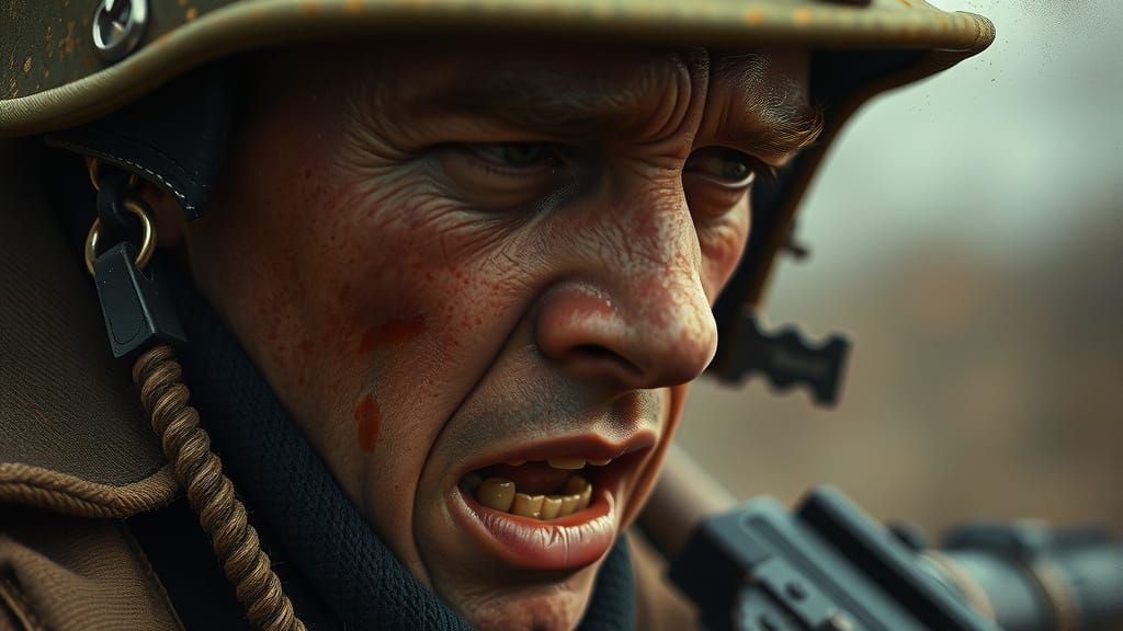 Soldier's Anguish: An Oil Painting of War