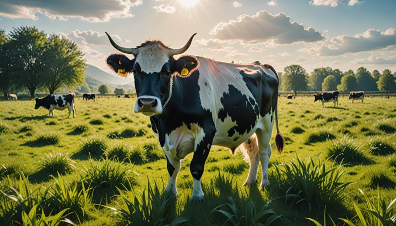 Translucent Leaf Cow in Spring Field