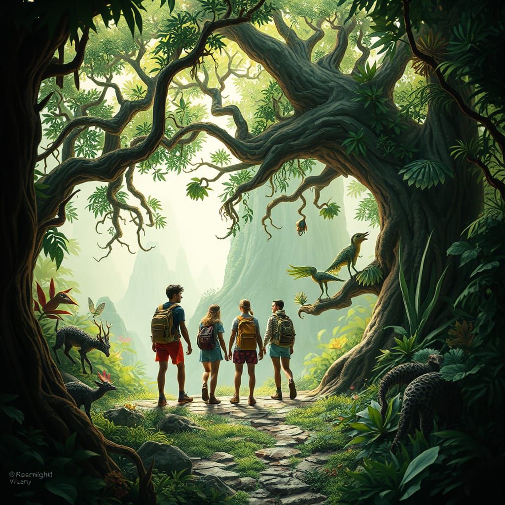 Mystical Island Discovery in Dreamlike Style