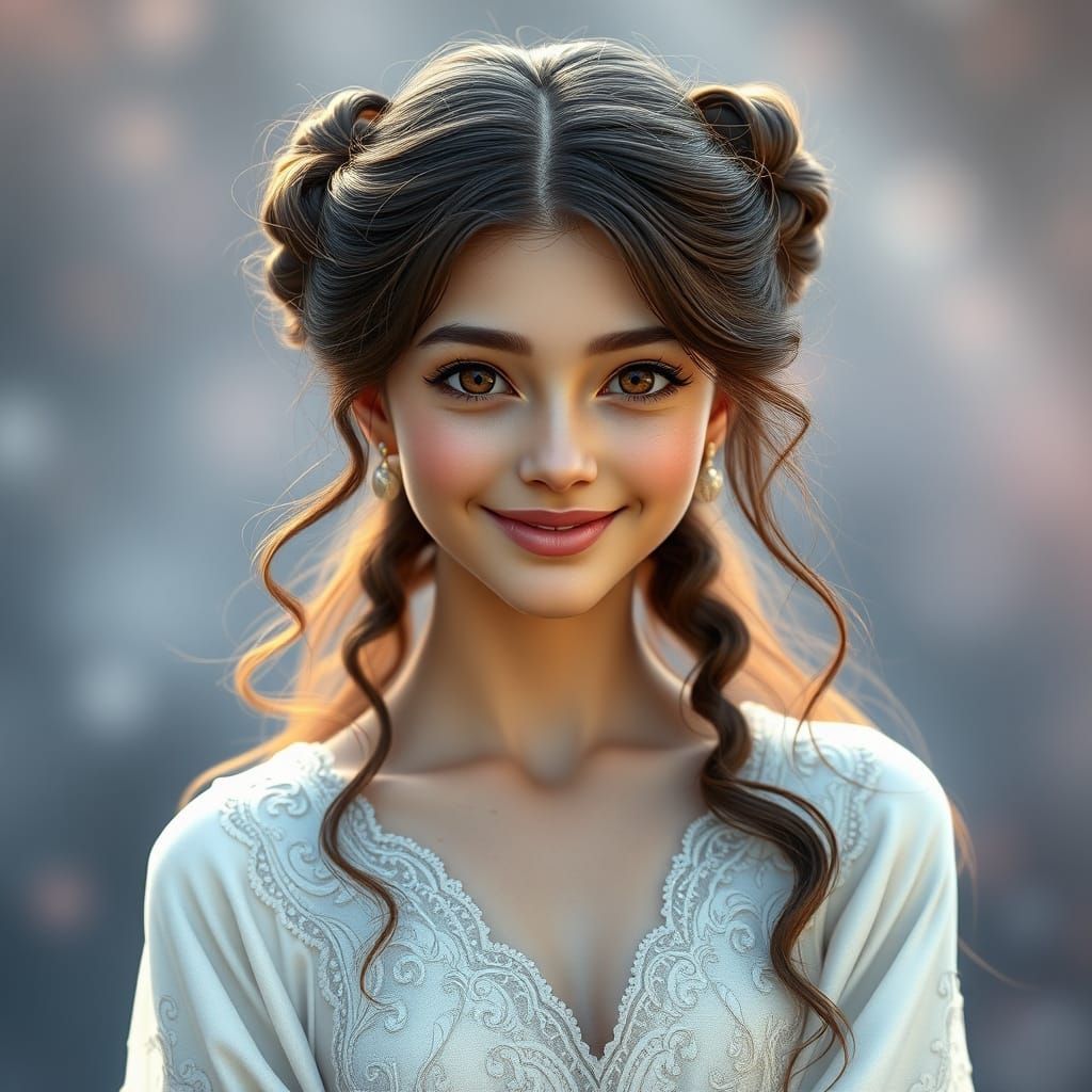 Enchanting Young Woman in Mystical Gown