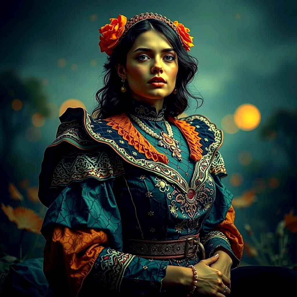 Detailed 3D Quilted Patchwork Portrait of a Woman