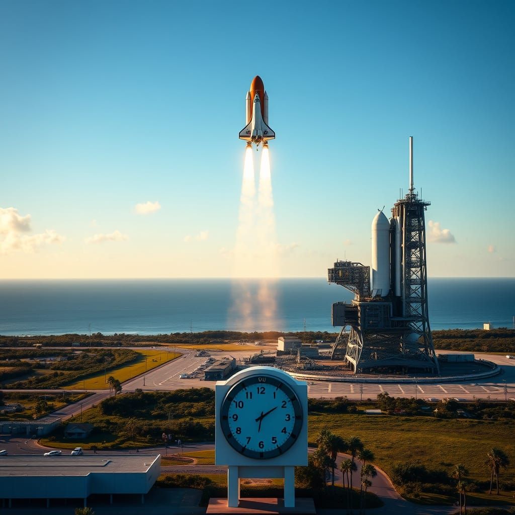 Space Shuttle Launch at Kennedy Space Center in Vibrant Suns...