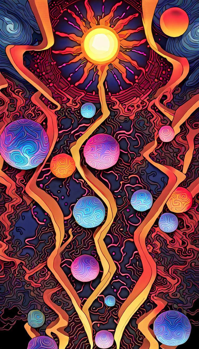 Psychedelic 3D Cosmic Karma Mental Quake Illustration