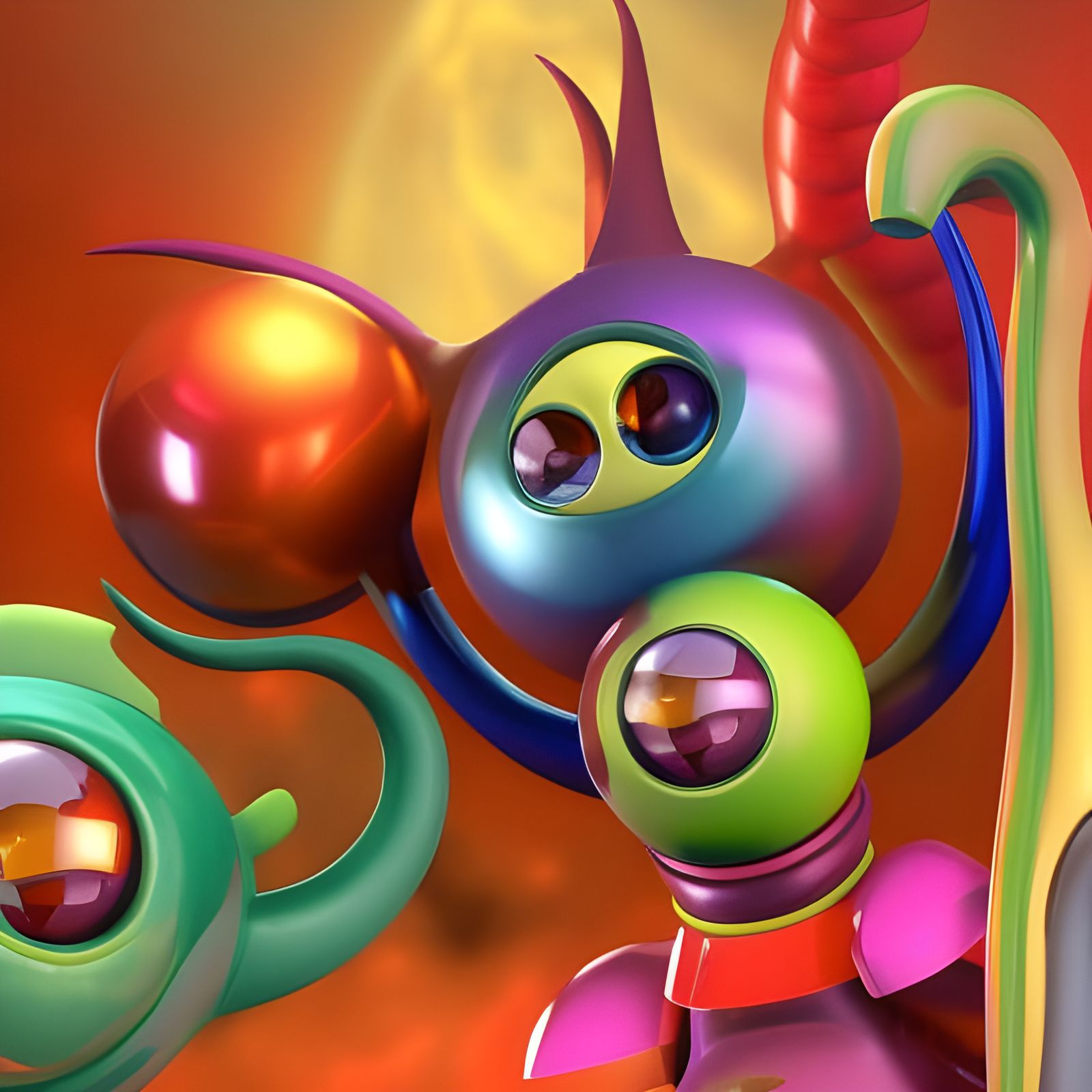 Cartoon Aliens in Grotesque Gathering, ZBrush Art