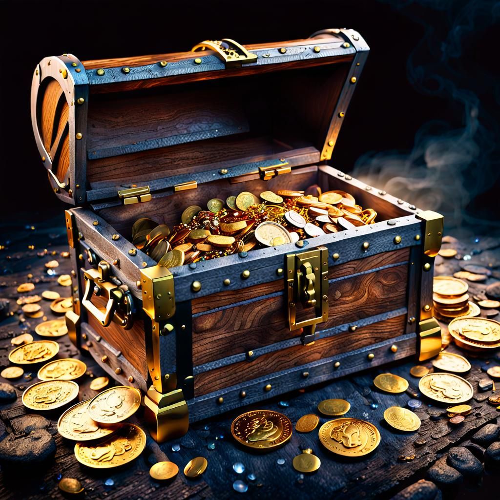 Treasure Chest Overflowing With Gold in Hyper-Realism