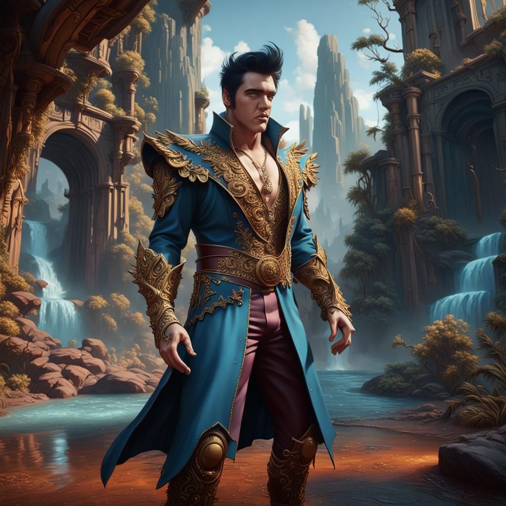 Detailed Matte Painting of Elvis in Fantasy Art Style