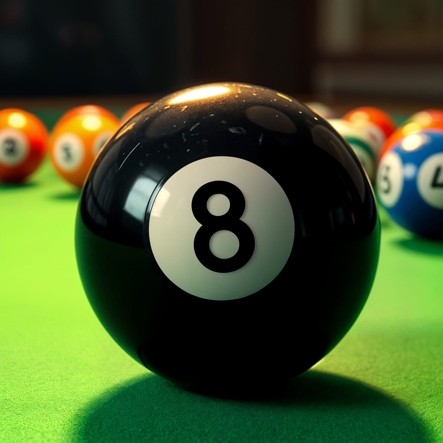 Glossy Black 8-Ball on Green Felt