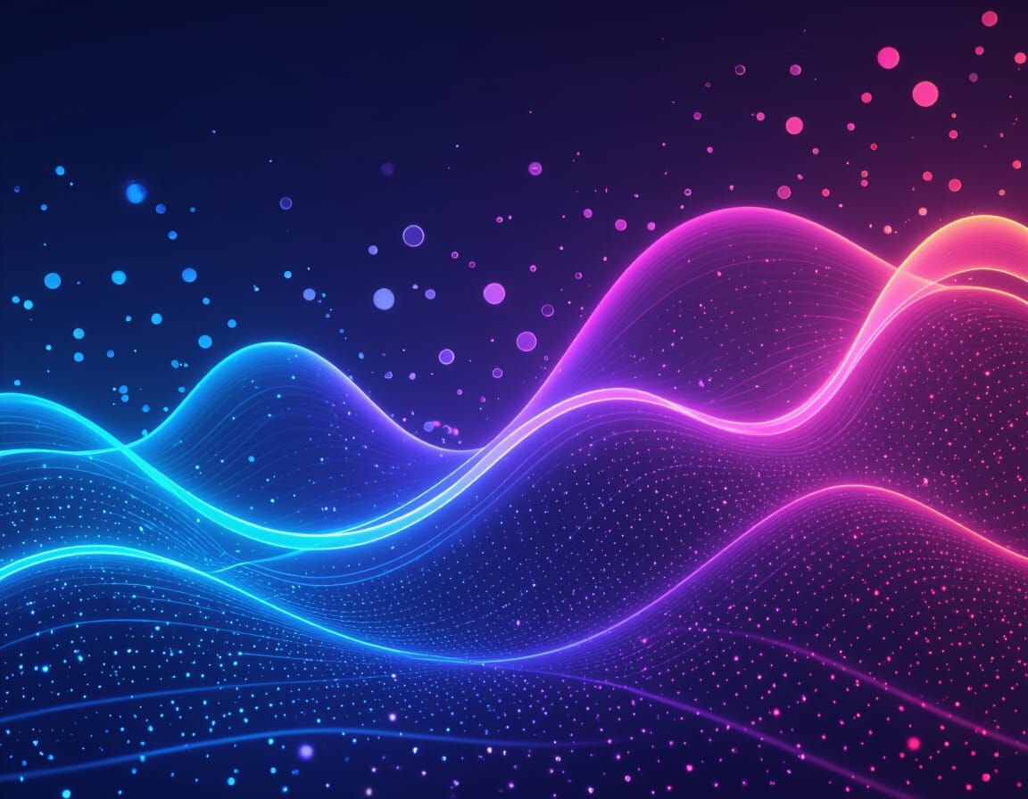 Gradient Fluid Waves in Soft Neon Hues