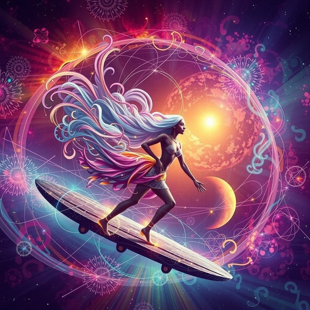 Divine West African Goddess in Radiant Aura, Gambian Folk Ar...