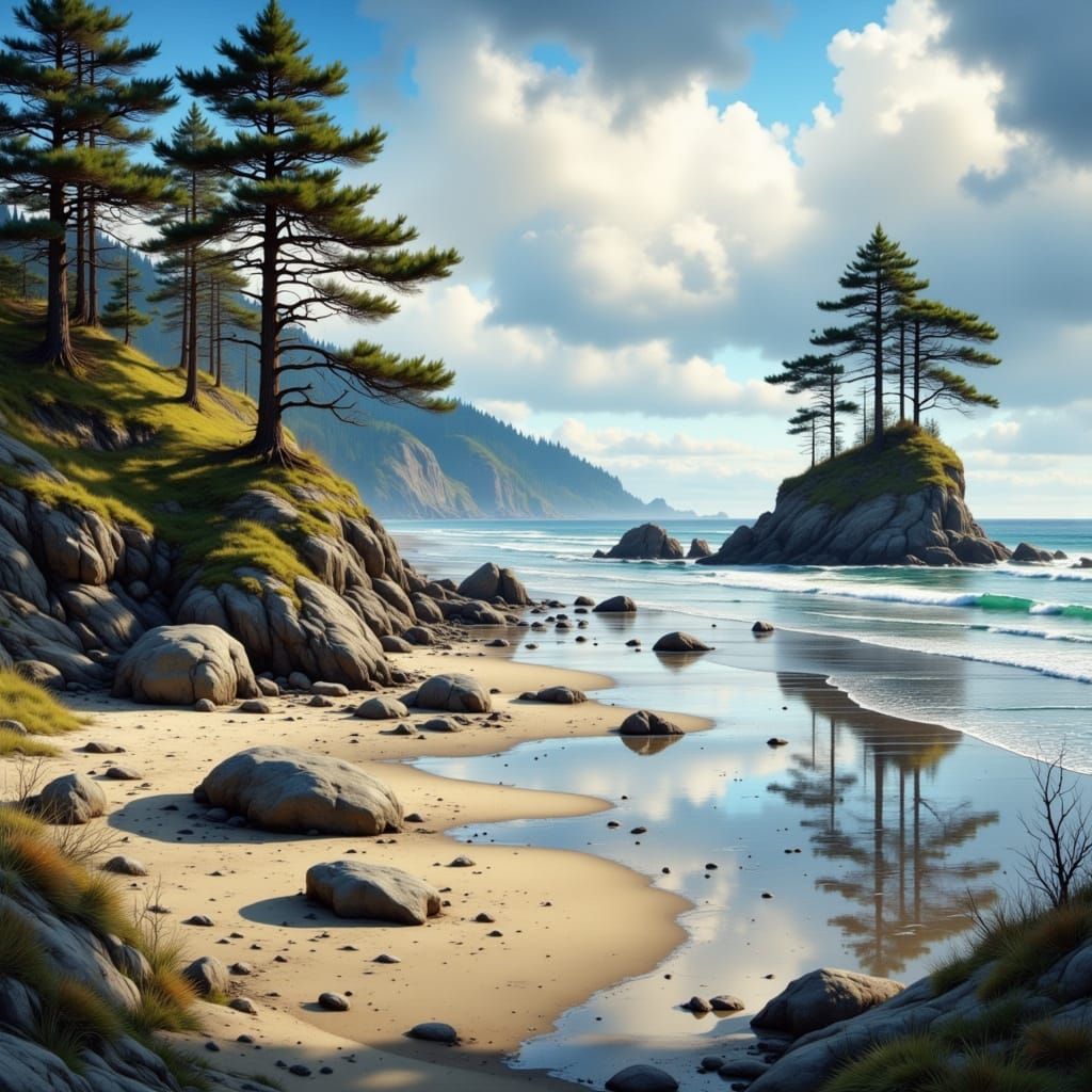 California Beach with Bohemian Painterly Style