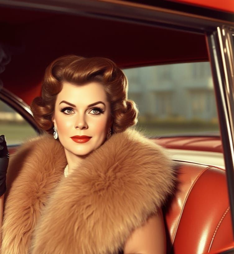 Barbara Hale in Cadillac, 1960s Glamour Portrait