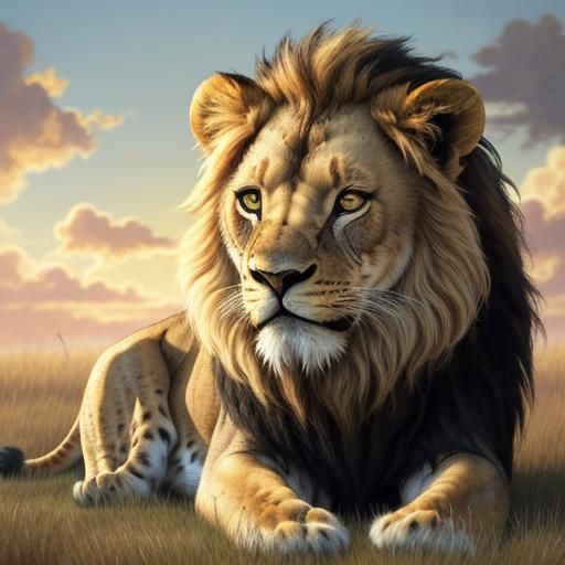 Baby Lion Cub on Finger: Painterly Digital Art