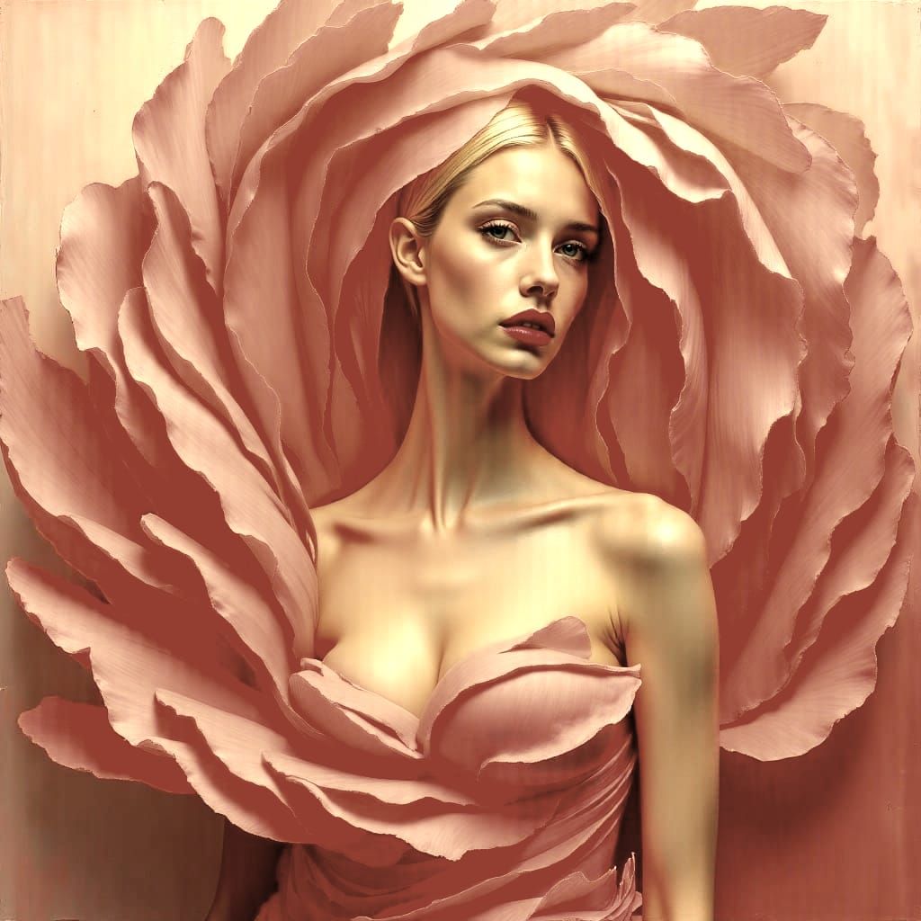 Fantasy Art: Woman Adorned with Rose Petals