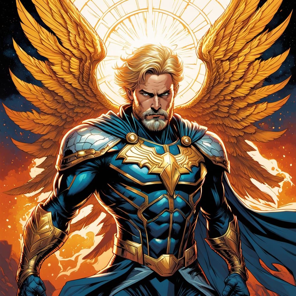 Heroic Comic Book Superhero in Vintage Marvel Style