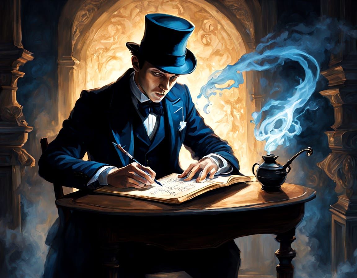 Terrified Scribe in Dark Fantasy Victorian Style