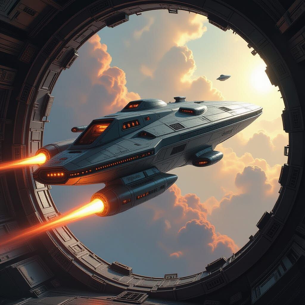 Alien Nebula Craft Emerges from Warpgate