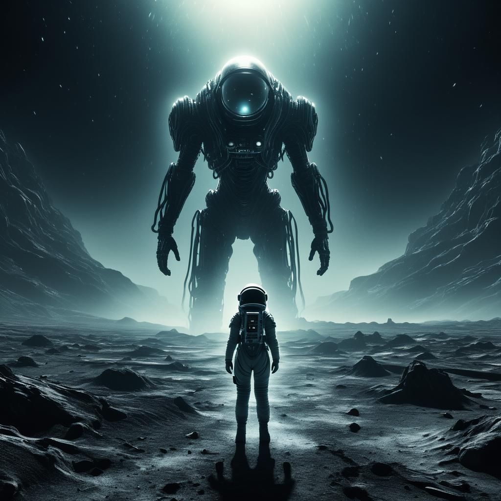 Astronaut on Alien Planet in Digital Painting Style