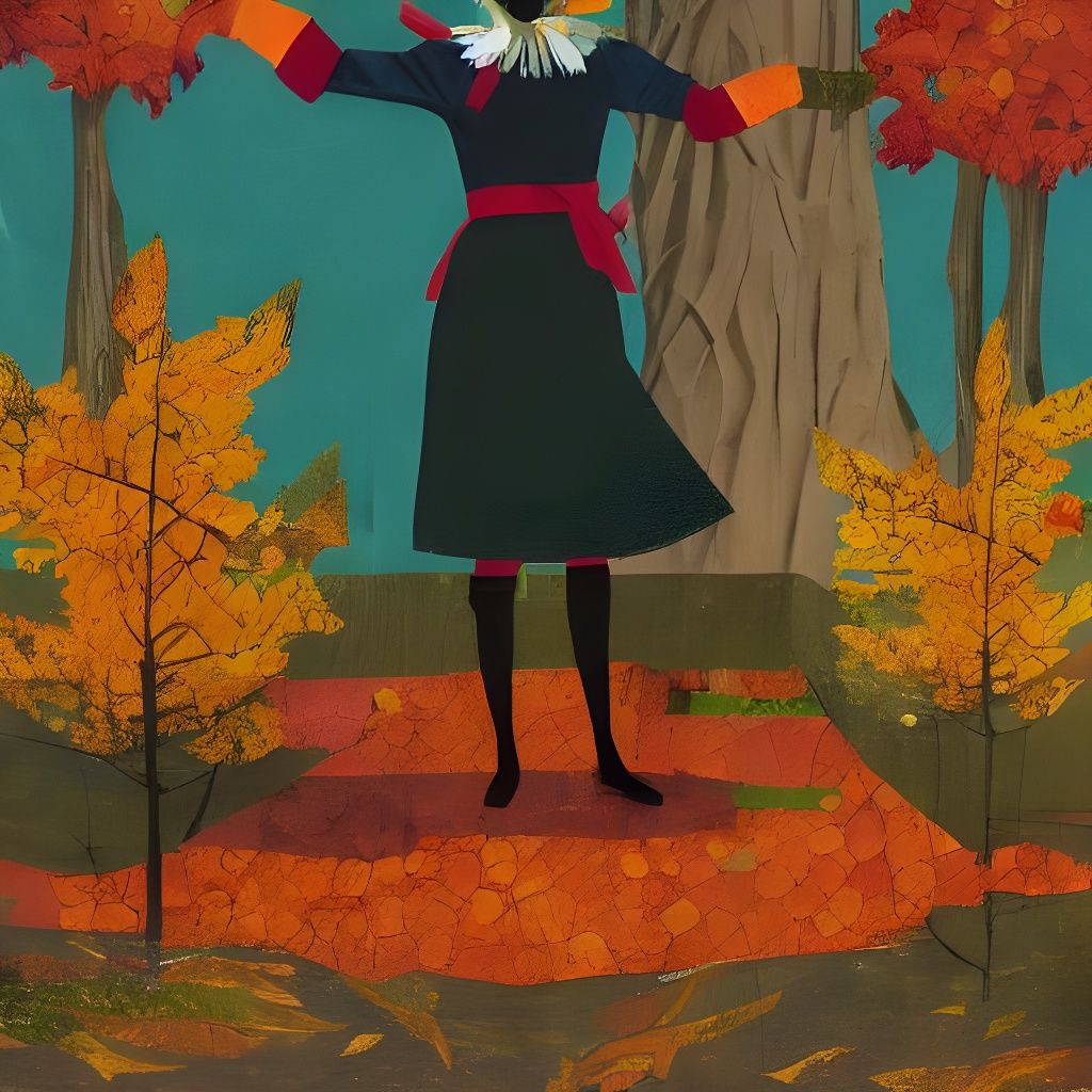 Autumnal Woman in Paper Collage