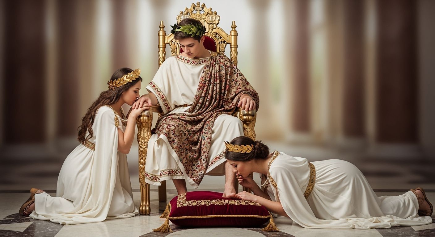 Young Emperor on Gold Throne: Soft Natural Lighting