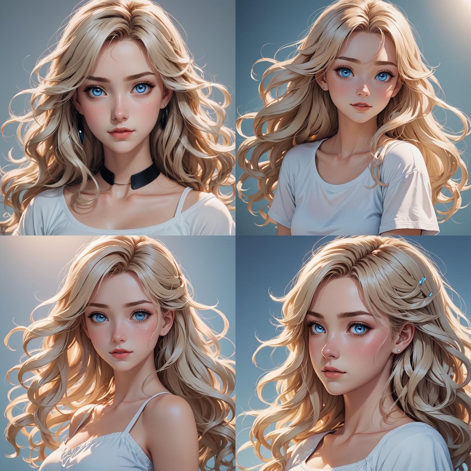 Anime Girl with Blonde Hair in Manga Style