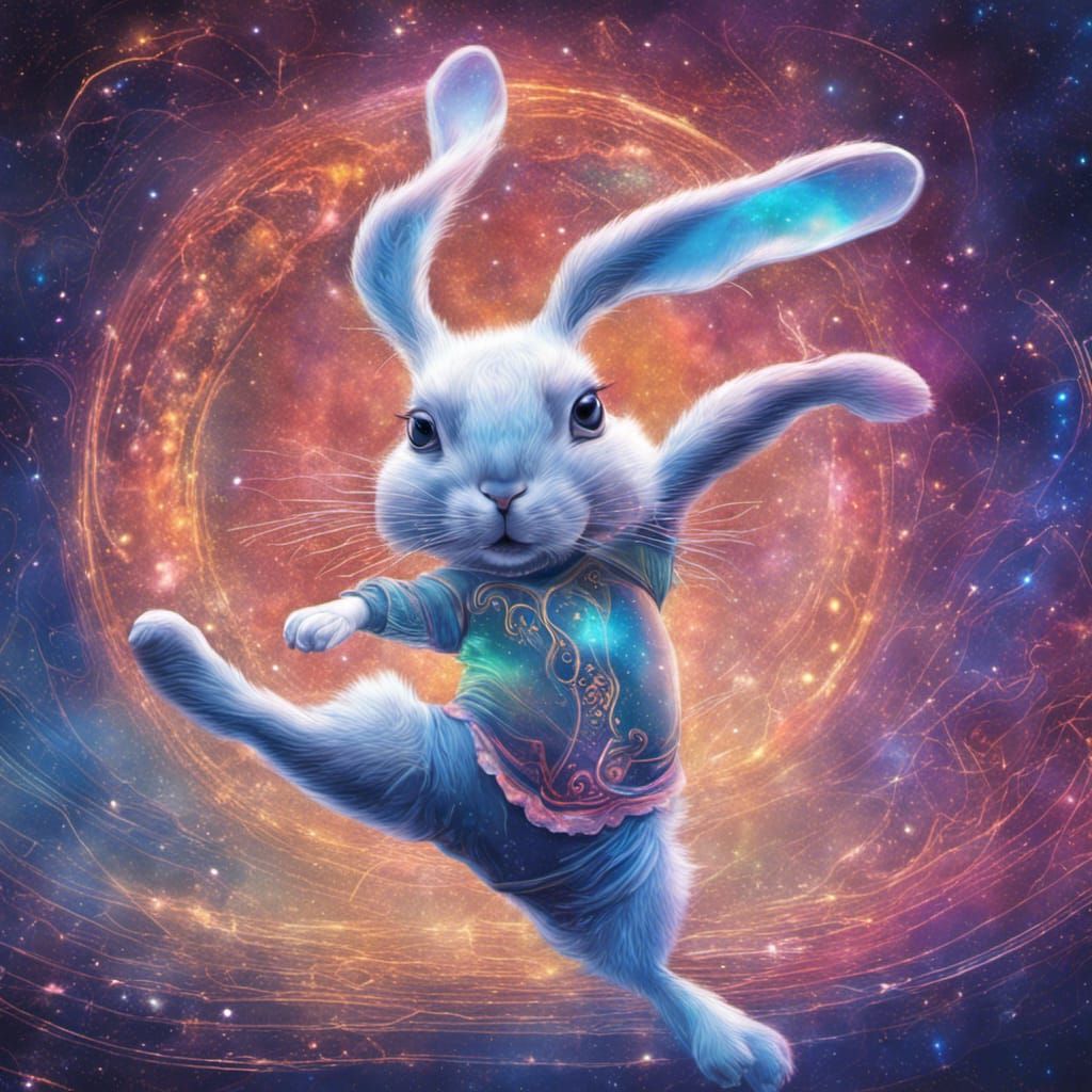 Ballerina Rabbit in Holographic Astral Cosmic Style