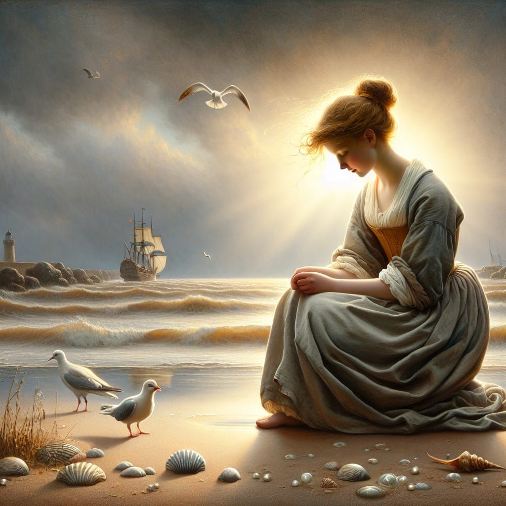 Maiden at Sea: A Vintage-Style Portrait