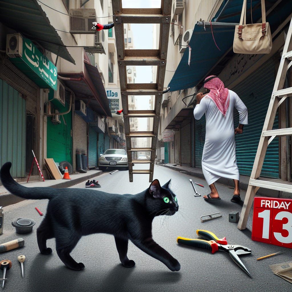 Superstitious Black Cat on Friday the 13th